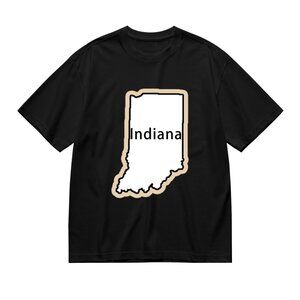 Indiana Map Graphic Tee - Black